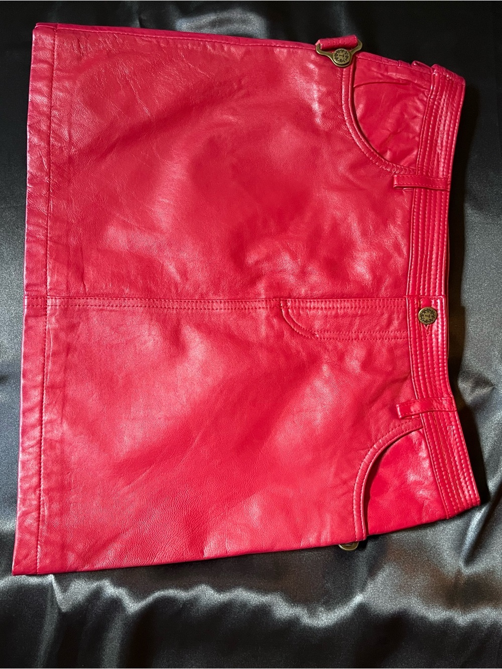 NWOT Thalia Sodi Red Real Leather Mini Skirt
